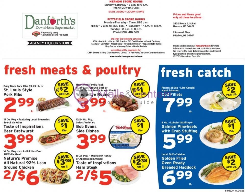 Danforth's Down Home Supermarket Weekly ad valid from 11/26/2023 to 12/02/2023 MallsCenters