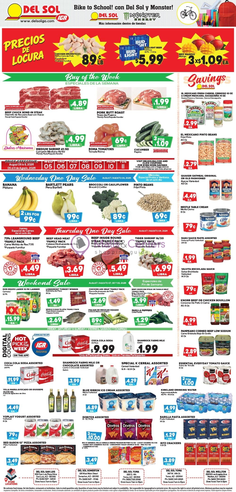 Weekly ad for Del Sol IGA valid: 08/05/2026 - 08/11/2026, page 1