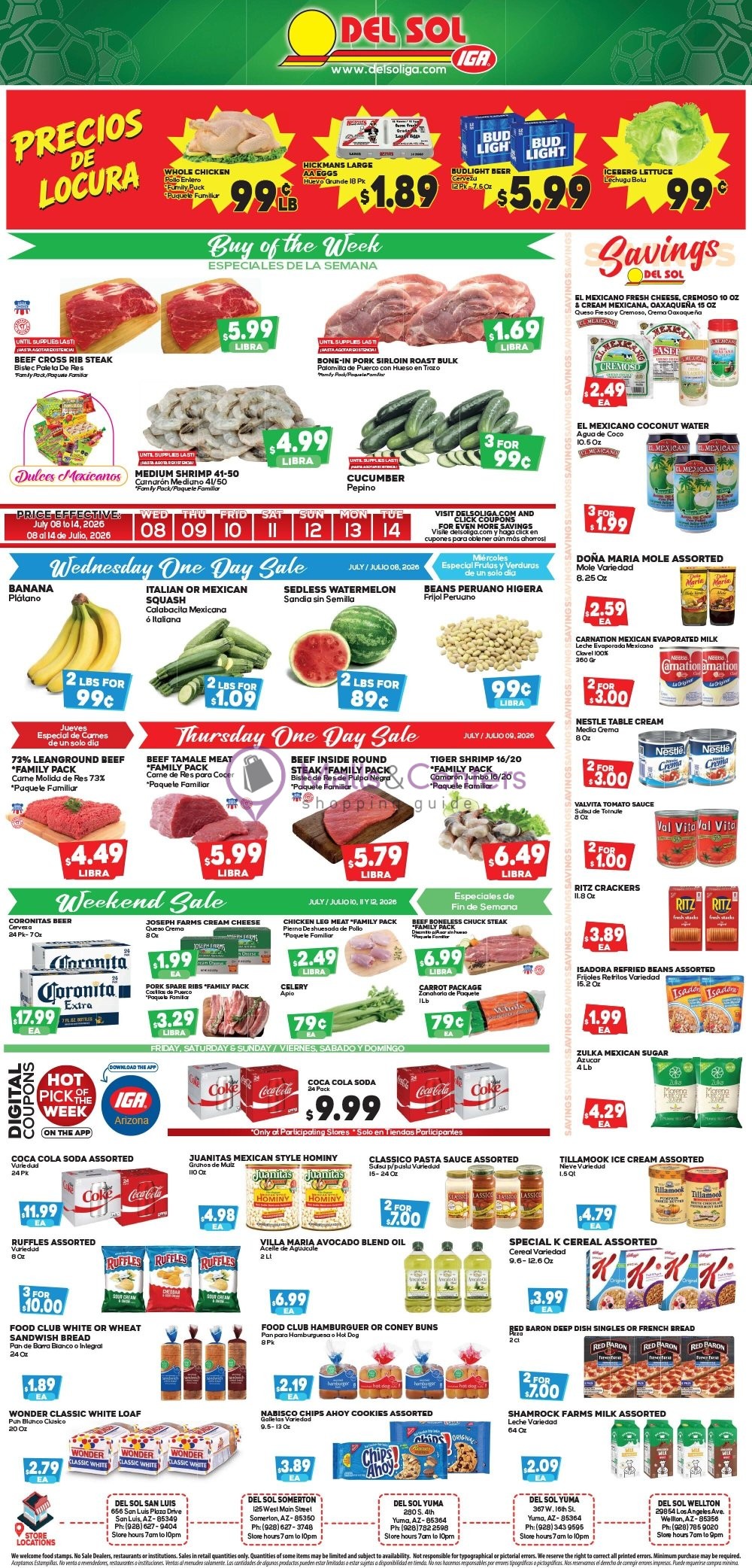 Weekly ad for Del Sol IGA valid: 08/07/2026 - 02/07/2027, page 1