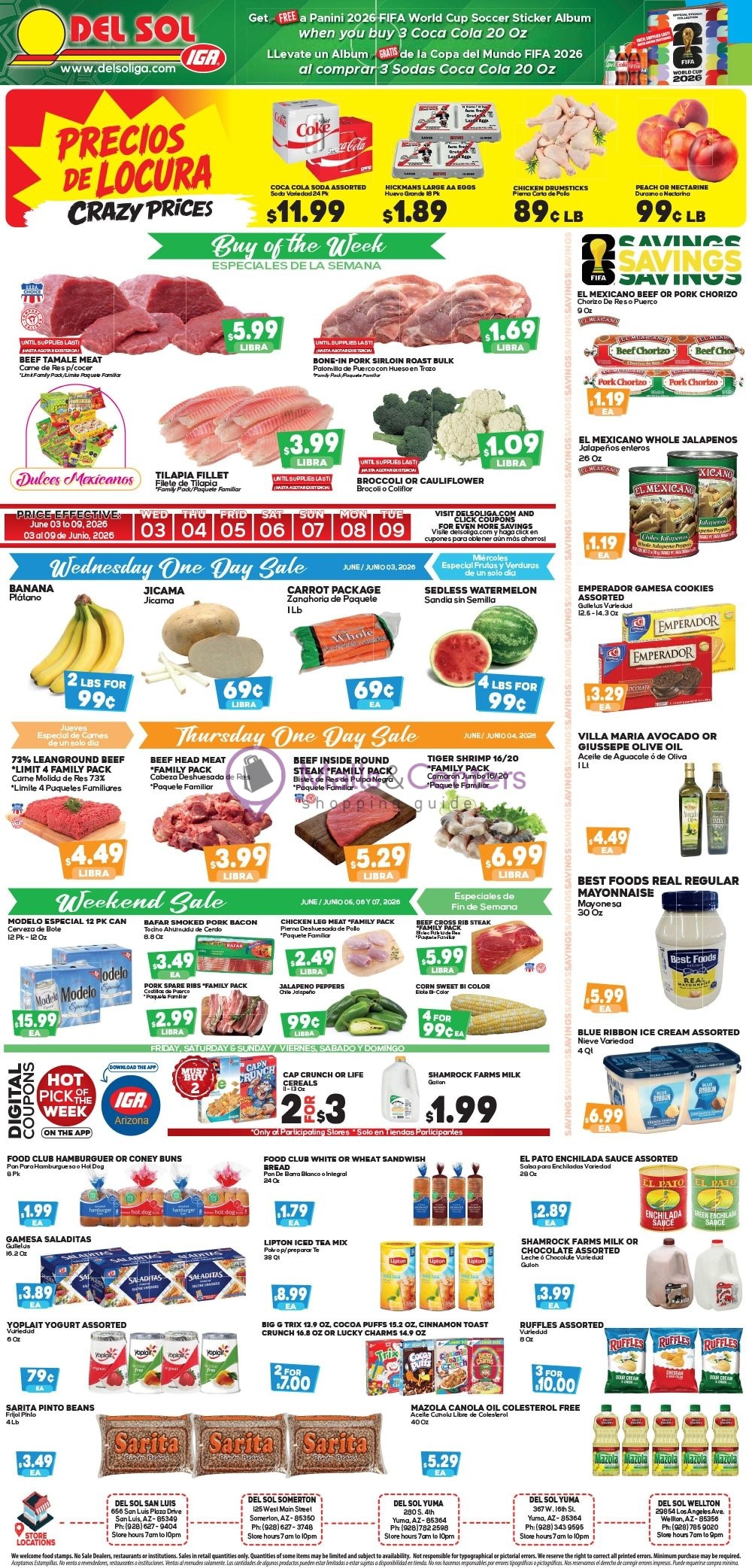 Weekly ad for Del Sol IGA valid: 06/03/2026 - 06/09/2026, page 1