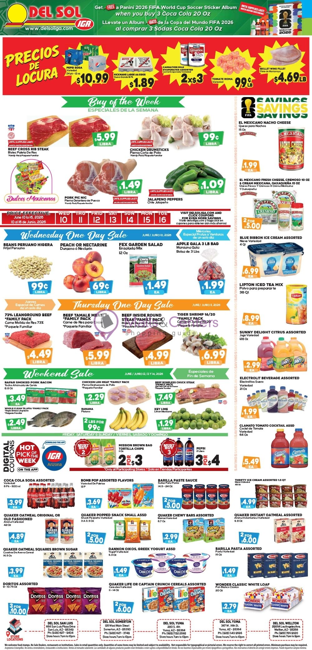 Weekly ad for Del Sol IGA valid: 10/06/2026 - 04/06/2027, page 1