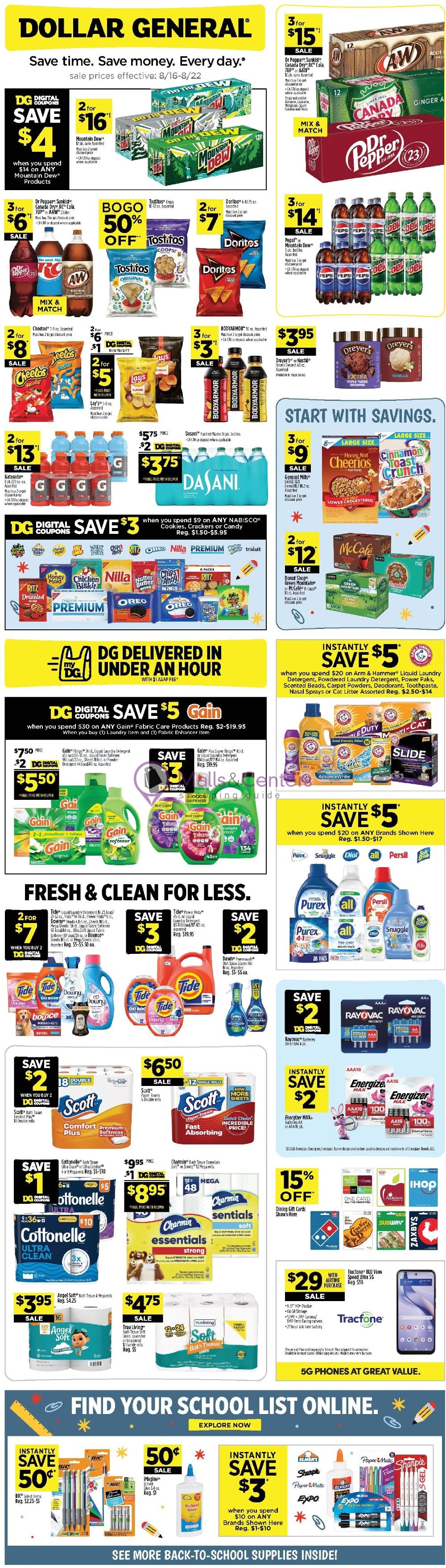 Weekly ad for Dollar General valid: 08/16/2026 - 08/22/2026, page 1