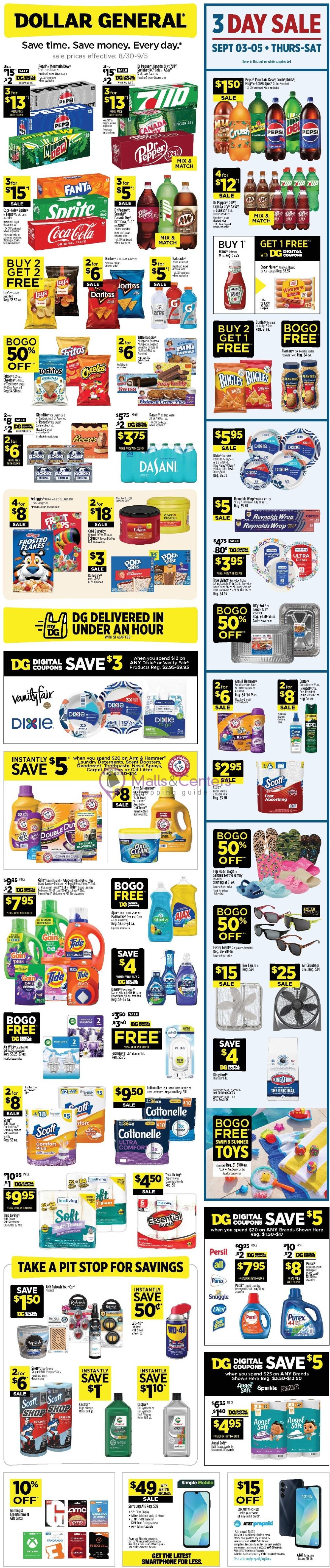 Weekly ad for Dollar General valid: 08/30/2026 - 09/05/2026, page 1