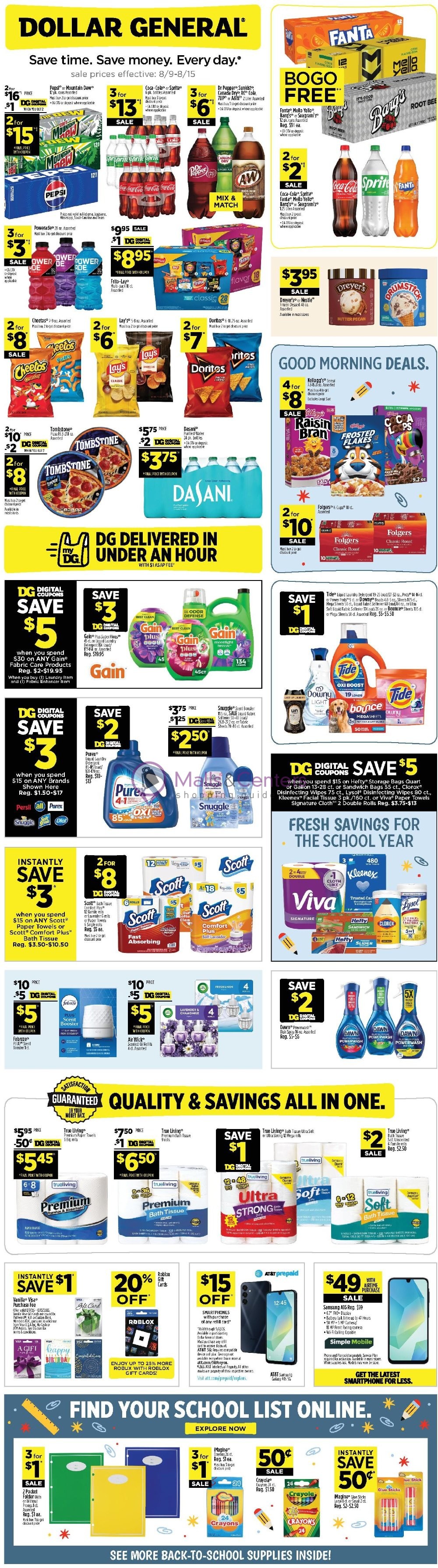 Weekly ad for Dollar General valid: 08/09/2026 - 08/15/2026, page 1