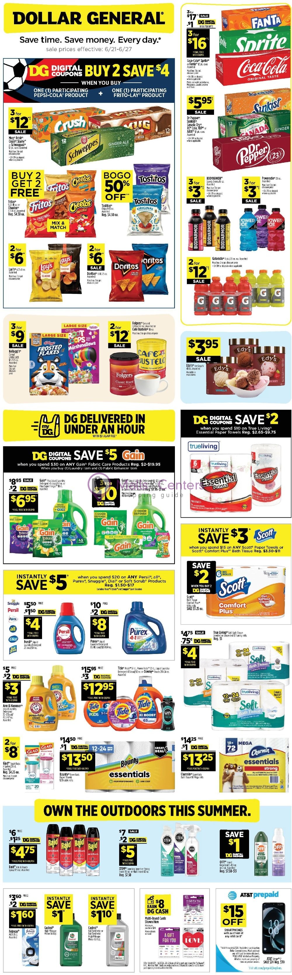 First page of weekly ad for Dollar General valid: 06/21/2026 - 06/27/2026