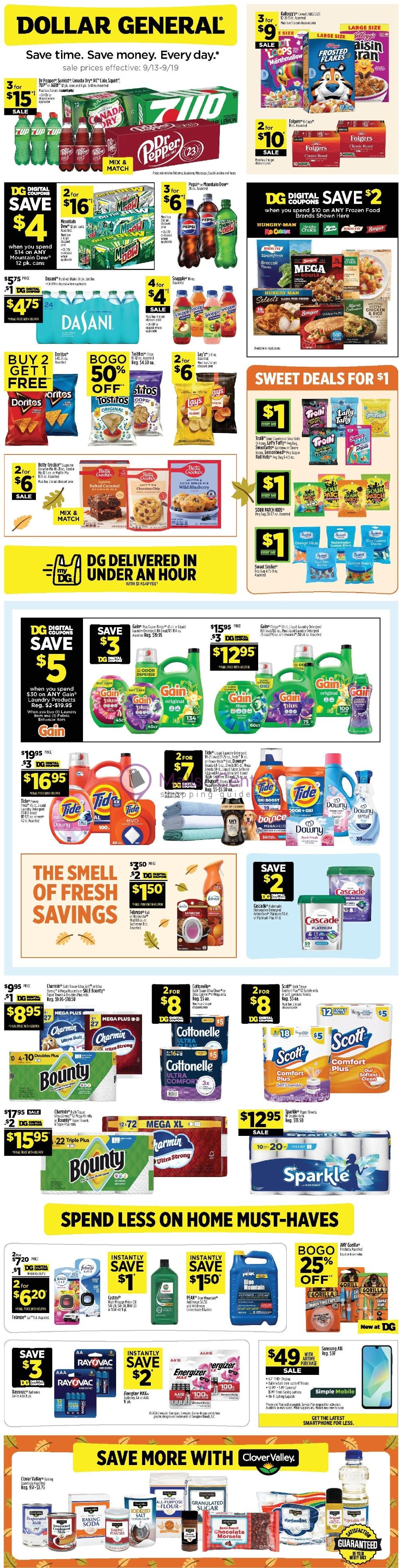 First page of weekly ad for Dollar General valid: 09/13/2026 - 09/19/2026