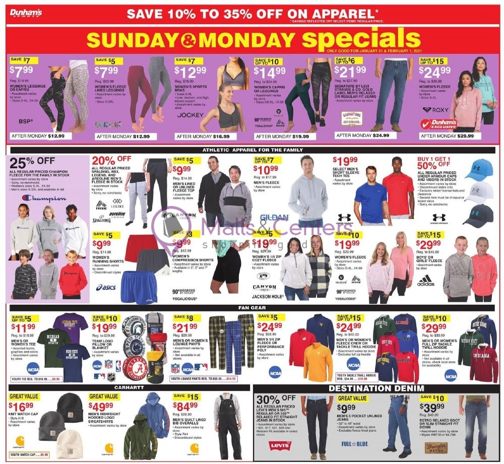 Dunham's Sports Weekly Ad sales & flyers specials MallsCenters