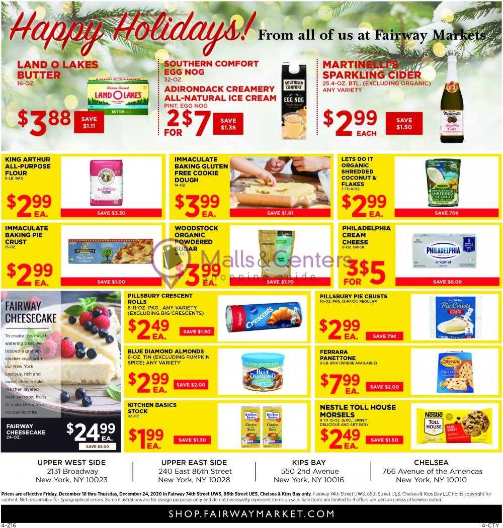 Fairway Market Weekly ad valid from 12/18/2020 to 12/24/2020 - MallsCenters