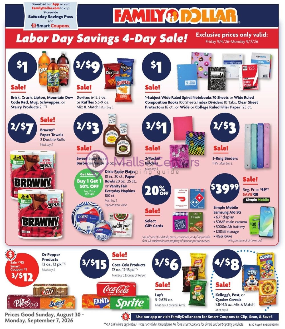 Weekly ad for Family Dollar valid: 08/30/2026 - 09/07/2026, page 1