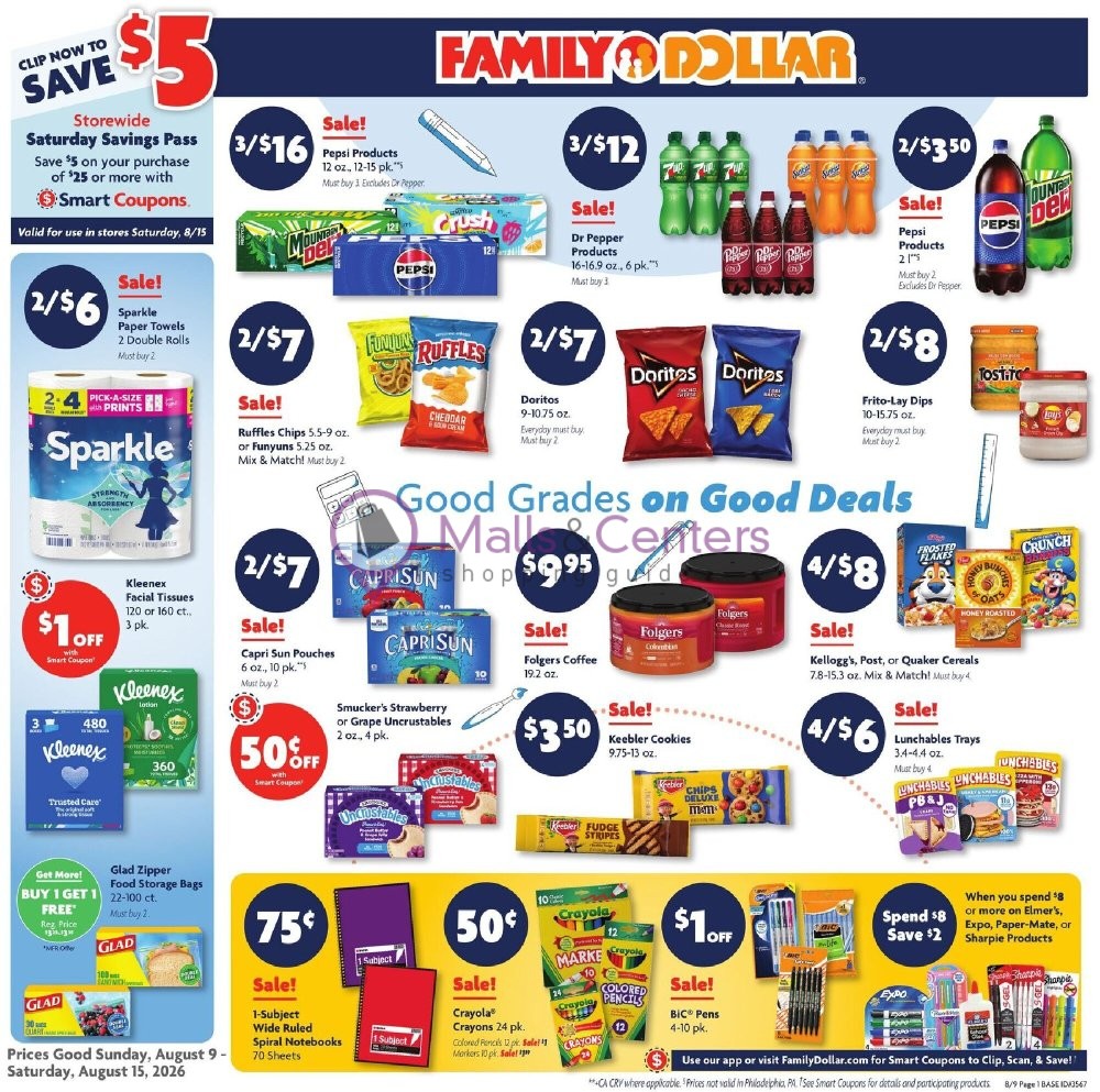 Weekly ad for Family Dollar valid: 08/09/2026 - 08/15/2026, page 1