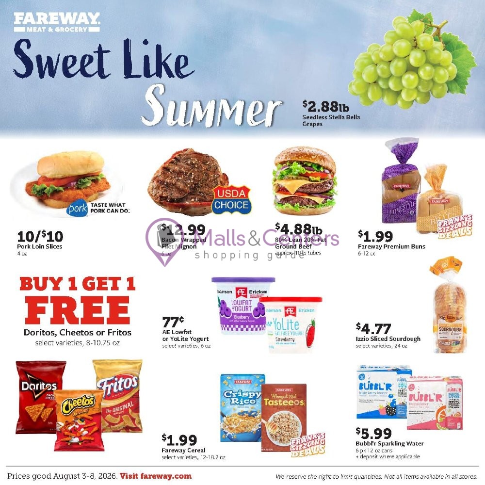 Weekly ad for Fareway valid: 08/01/2026 - 08/03/2026, page 1