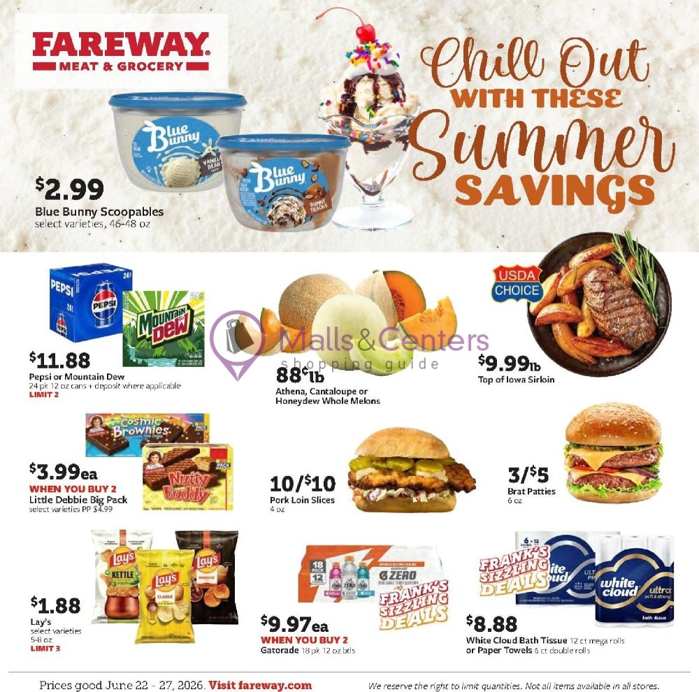 First page of weekly ad for Fareway valid: 06/22/2026 - 06/27/2026