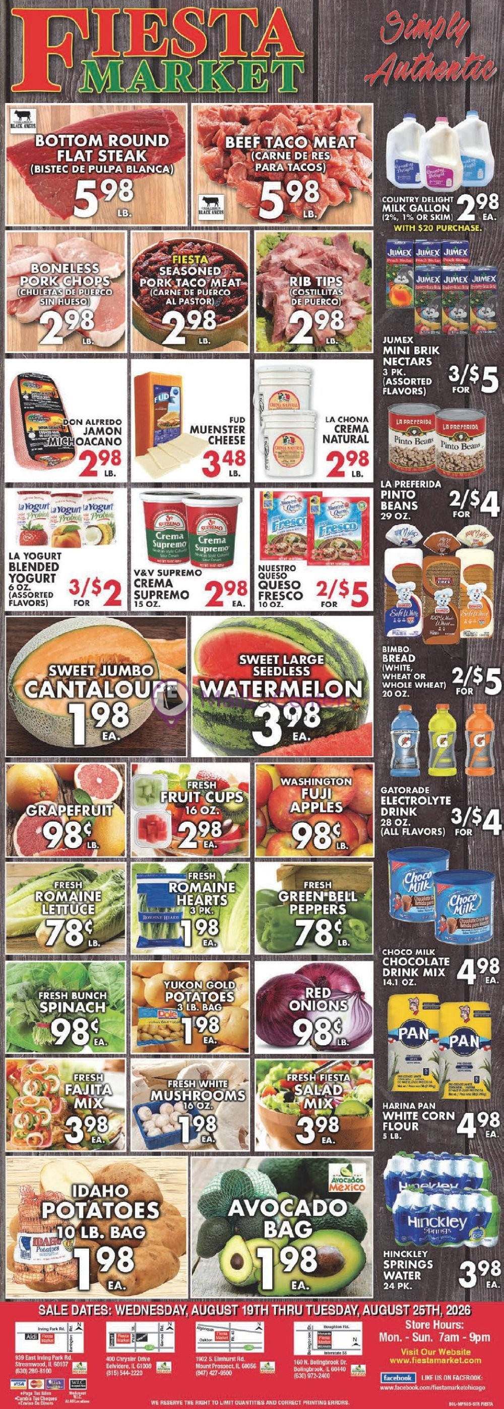 Weekly ad for Fiesta Market valid: 08/19/2026 - 08/25/2026, page 1