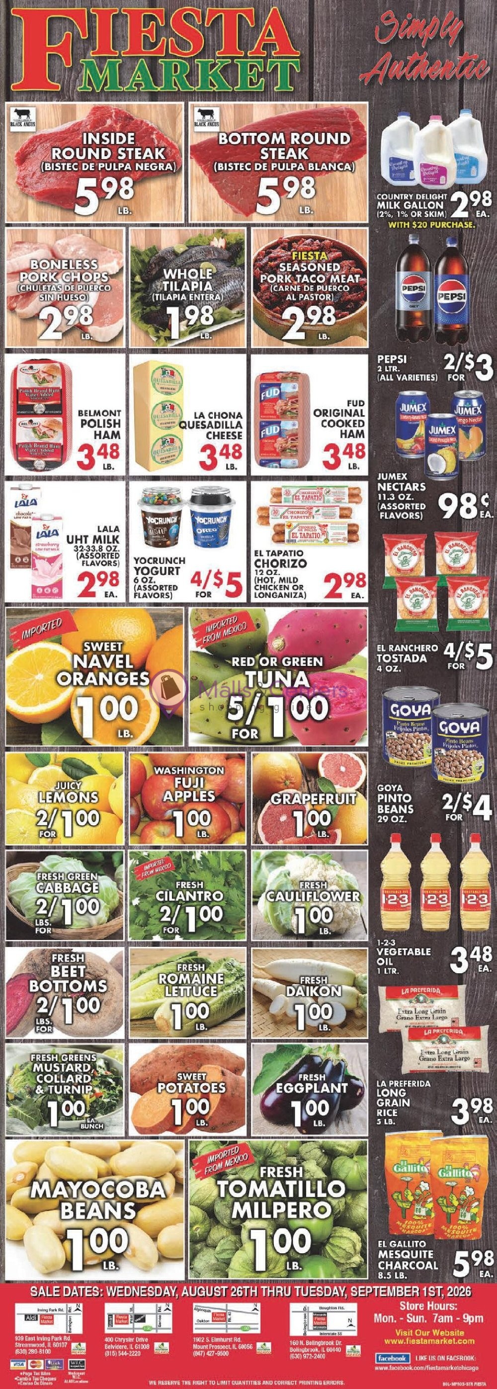 Weekly ad for Fiesta Market valid: 08/26/2026 - 09/01/2026, page 1