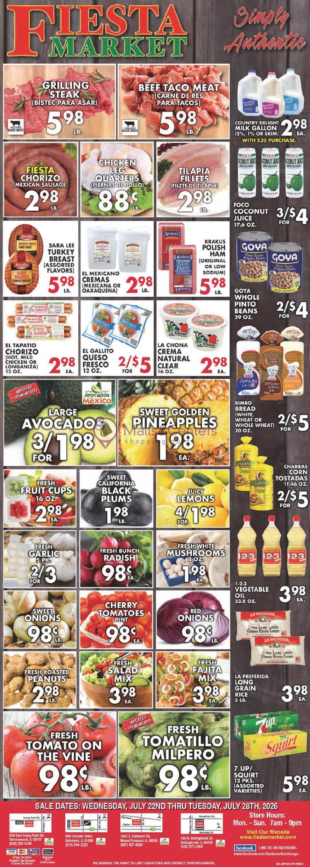 Weekly ad for Fiesta Market valid: 07/22/2026 - 07/28/2026, page 1