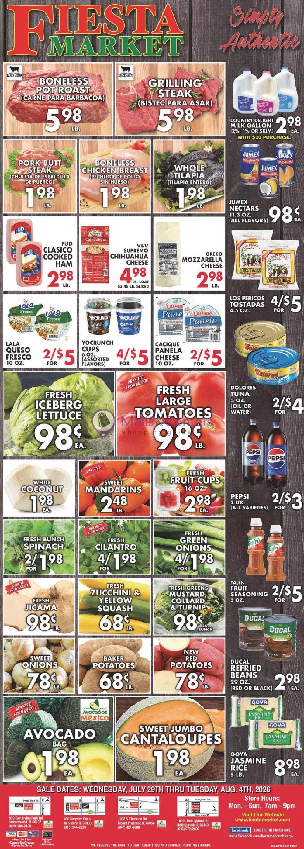 Weekly ad for Fiesta Market valid: 07/29/2026 - 08/04/2026, page 1