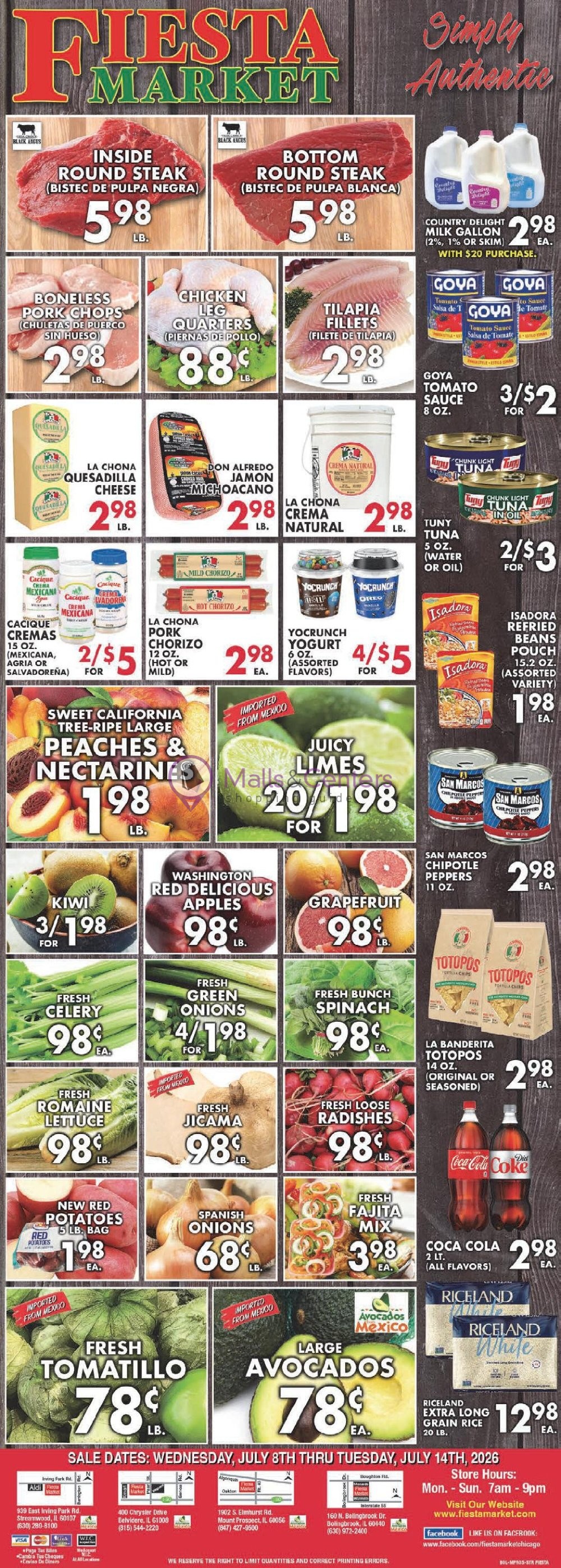 Weekly ad for Fiesta Market valid: 07/08/2026 - 07/14/2026, page 1