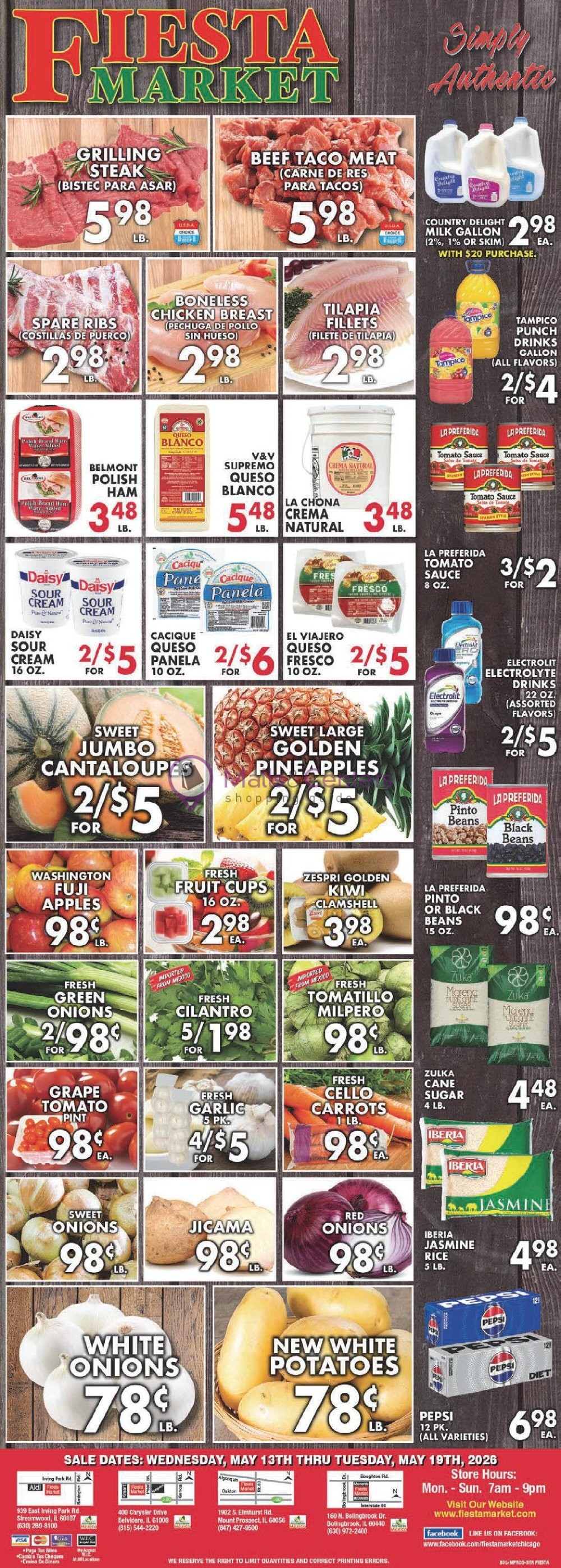 First page of weekly ad for Fiesta Market valid: 05/13/2026 - 05/19/2026