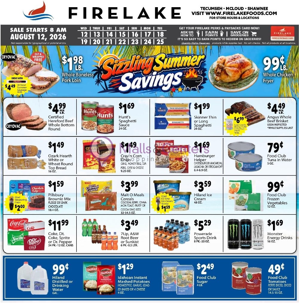 Weekly ad for FireLake Discount Foods valid: 08/12/2026 - 08/18/2026, page 1