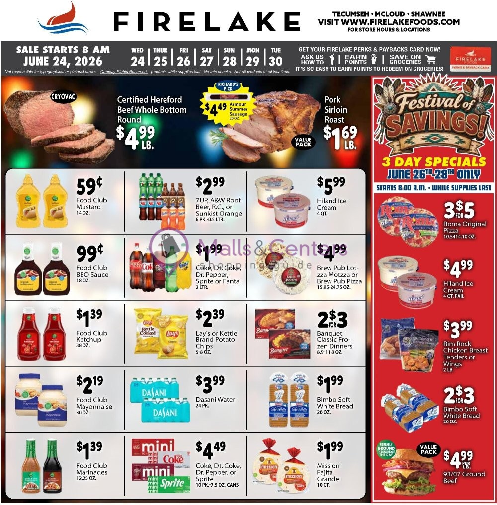 Weekly ad for FireLake Discount Foods valid: 06/24/2026 - 06/30/2026, page 1