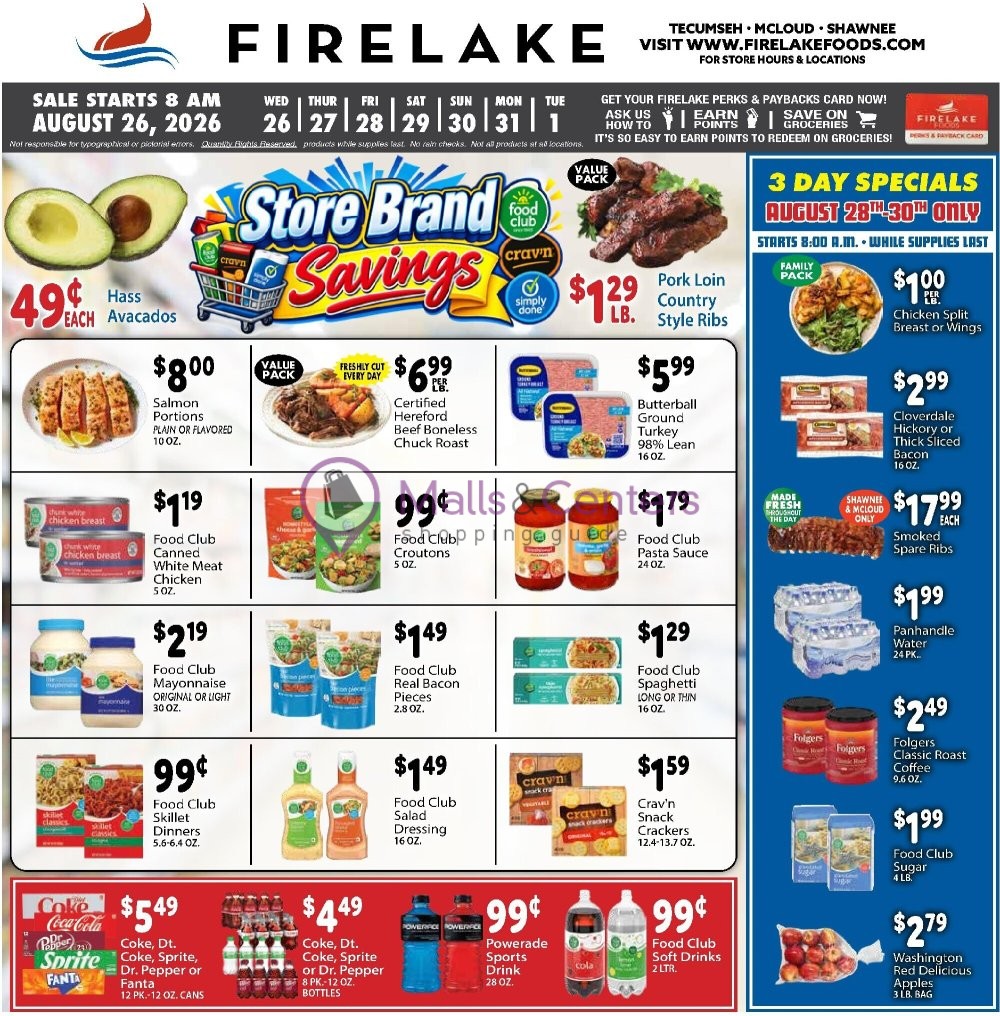 Weekly ad for FireLake Discount Foods valid: 08/26/2026 - 09/01/2026, page 1