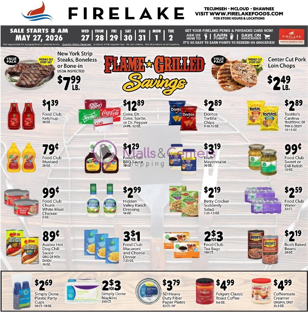 Weekly ad for FireLake Discount Foods valid: 05/27/2026 - 06/02/2026, page 1