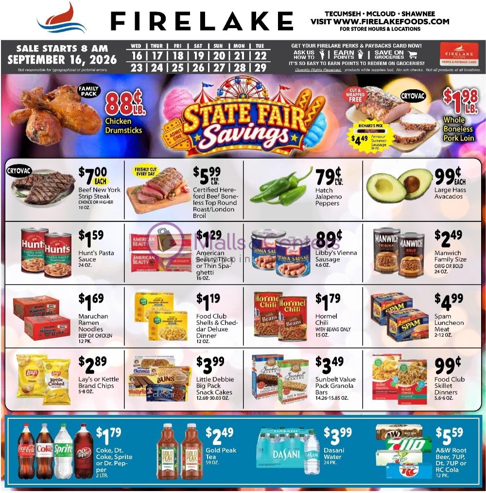 Weekly ad for FireLake Discount Foods valid: 09/16/2026 - 09/22/2026, page 1
