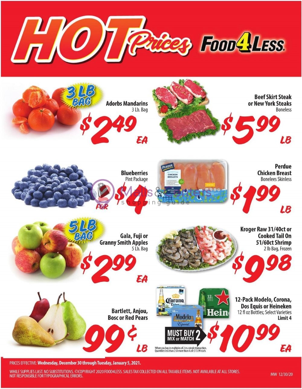 Food 4 Less Weekly ad valid from 12/30/2020 to 01/05/2021 - MallsCenters