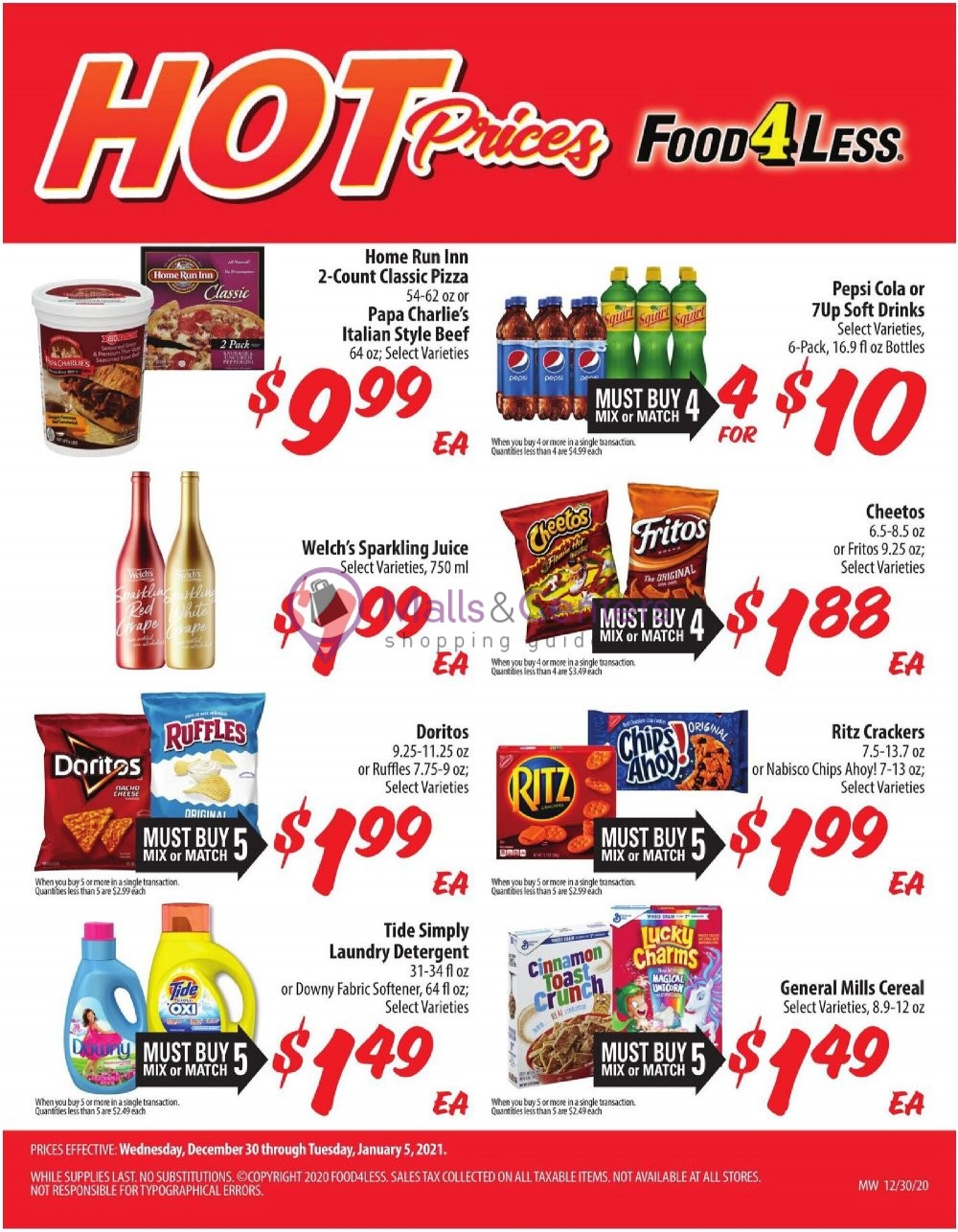 Food 4 Less Weekly ad valid from 12/30/2020 to 01/05/2021 MallsCenters