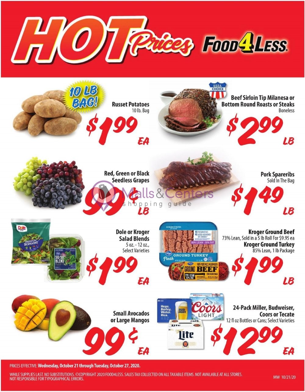 Food 4 Less Weekly ad valid from 10/21/2020 to 10/27/2020 MallsCenters