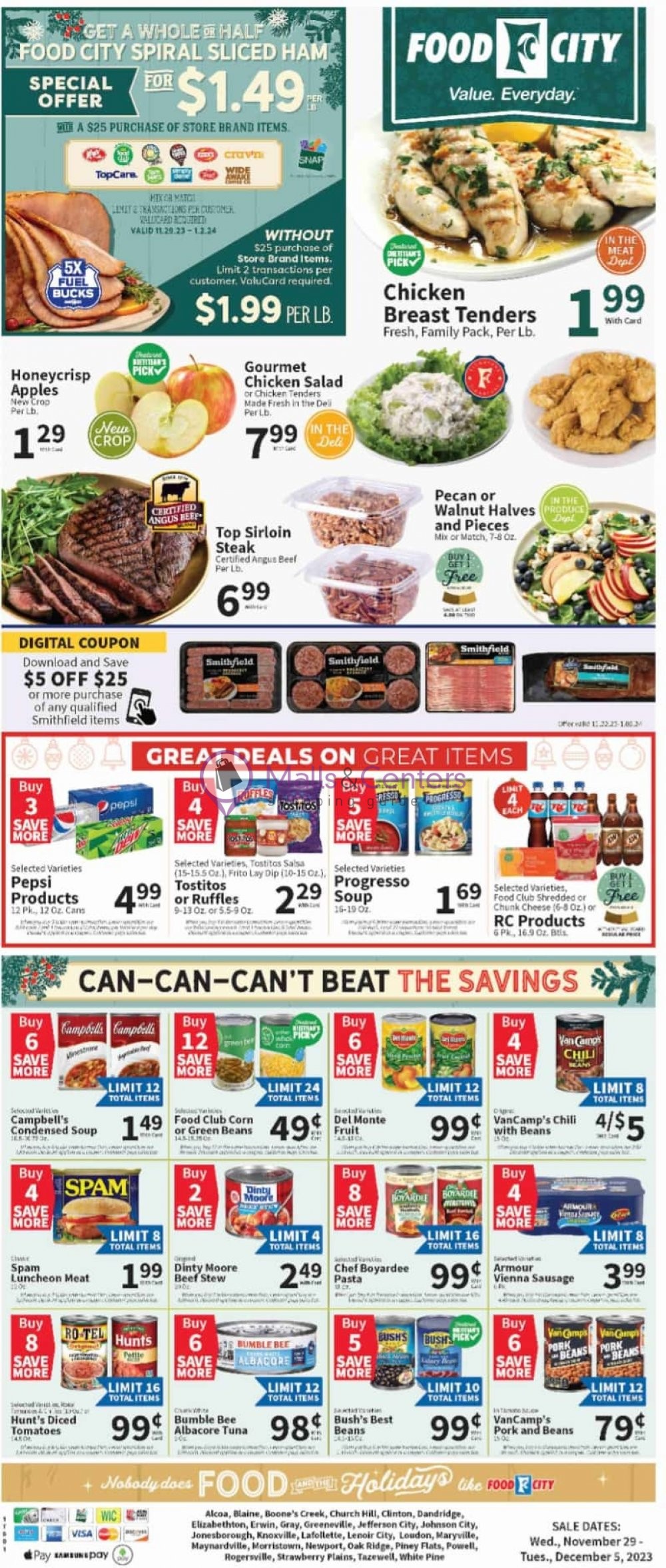 Food City Weekly ad valid from 11/29/2023 to 12/05/2023 MallsCenters