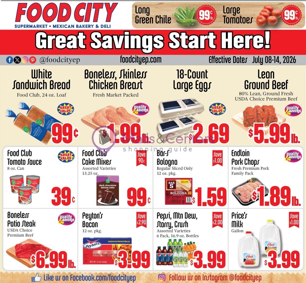First page of weekly ad for Food City Supermarkets valid: 07/08/2026 - 07/14/2026