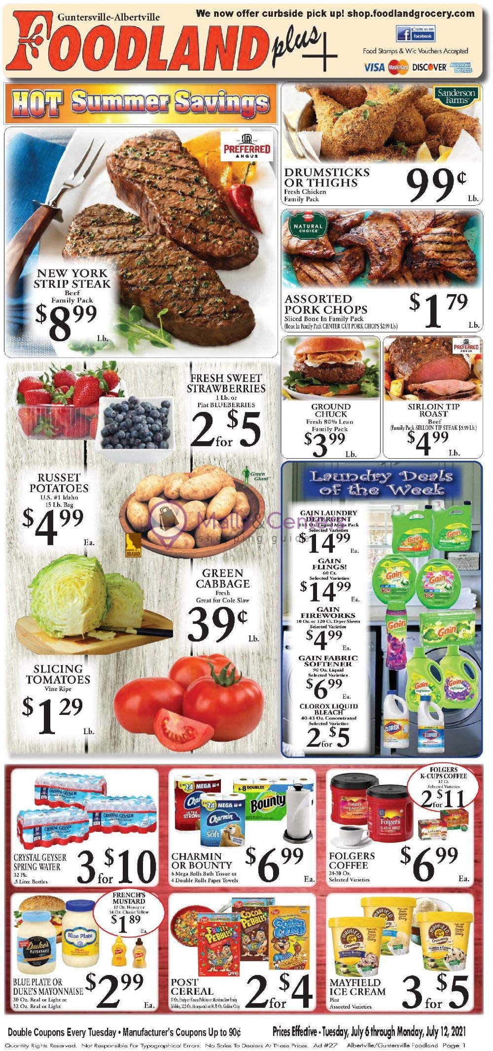 Foodland Grocery Weekly Ad sales flyers specials MallsCenters
