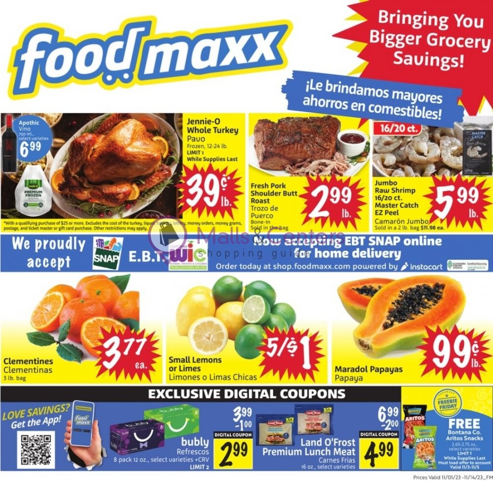FoodMaxx Weekly ad valid from 11/01/2023 to 11/14/2023 MallsCenters