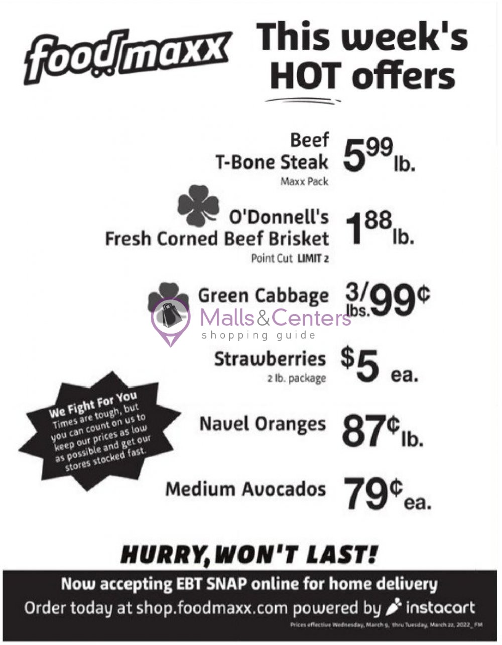 FoodMaxx Weekly ad valid from 03/09/2022 to 03/22/2022 MallsCenters