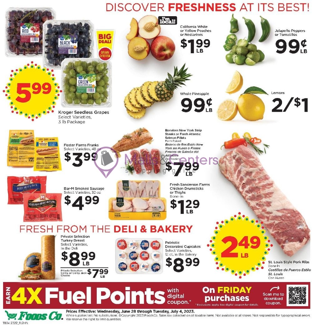 Foods Co. Weekly ad valid from 06/28/2023 to 07/04/2023 MallsCenters