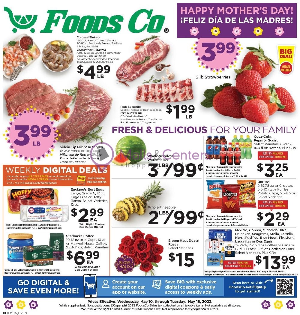 Foods Co. Weekly ad valid from 05/10/2023 to 05/16/2023 MallsCenters