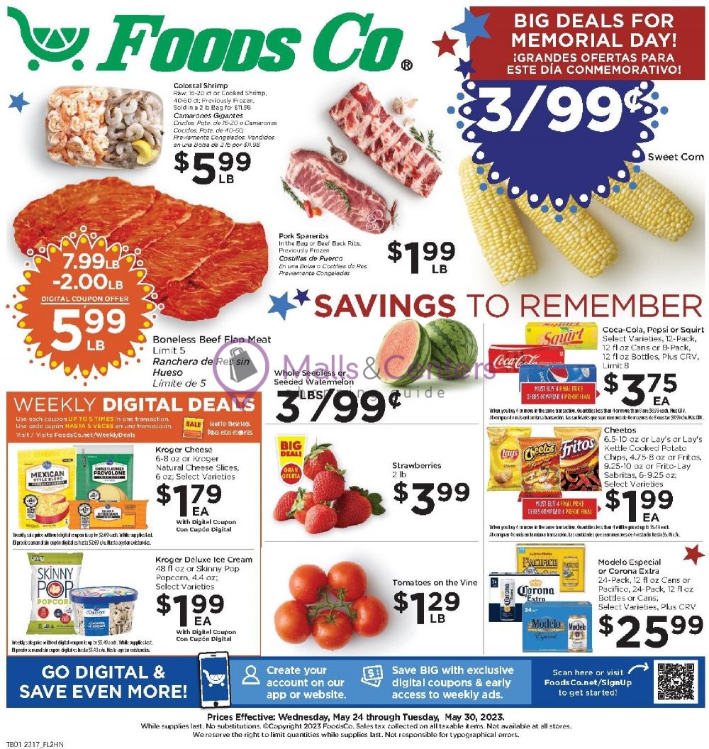 Foods Co. Weekly ad valid from 05/24/2023 to 05/30/2023 MallsCenters