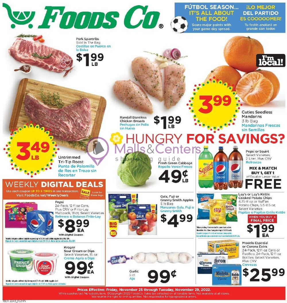 Foods Co. Weekly ad valid from 11/25/2022 to 11/29/2022 MallsCenters