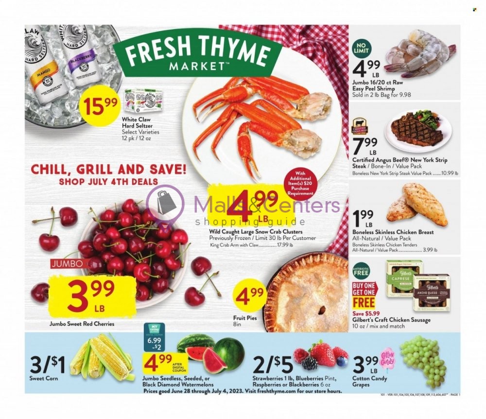 Fresh Thyme Weekly ad valid from 06/28/2023 to 07/04/2023 MallsCenters