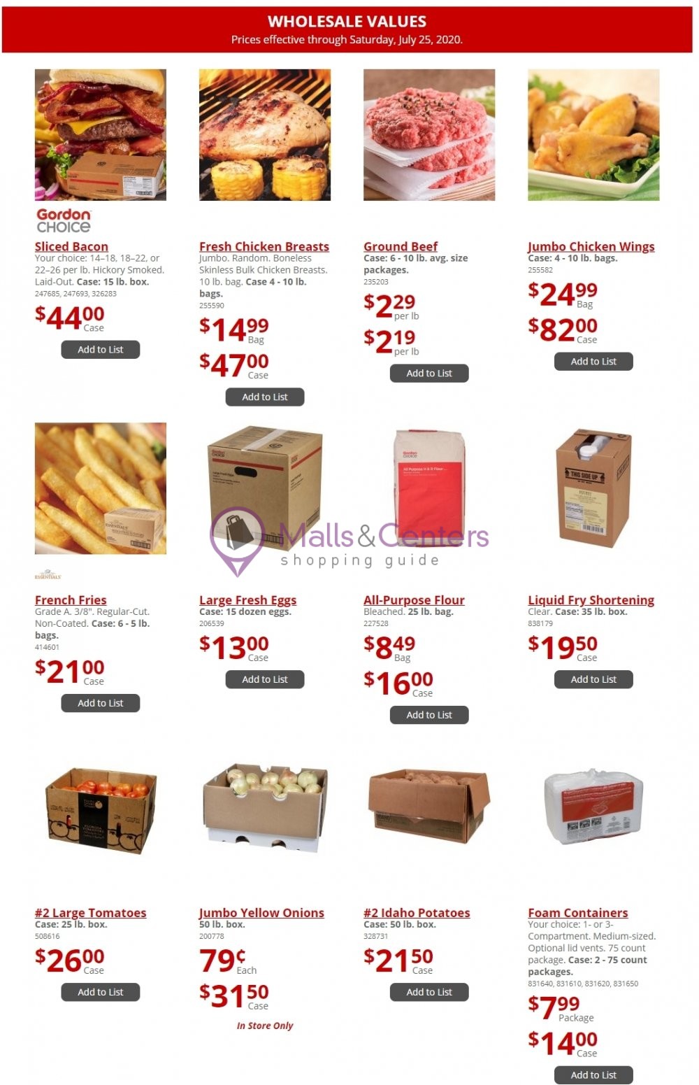 GFS Gordon Food Service Weekly Ad sales & flyers specials MallsCenters