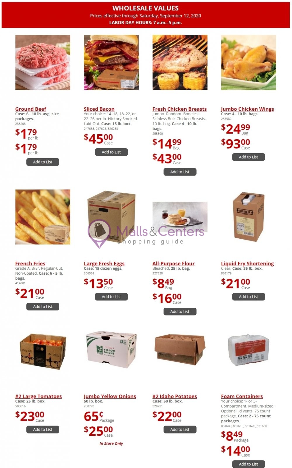 GFS Gordon Food Service Weekly ad valid from 09/06/2020 to 09/12/2020