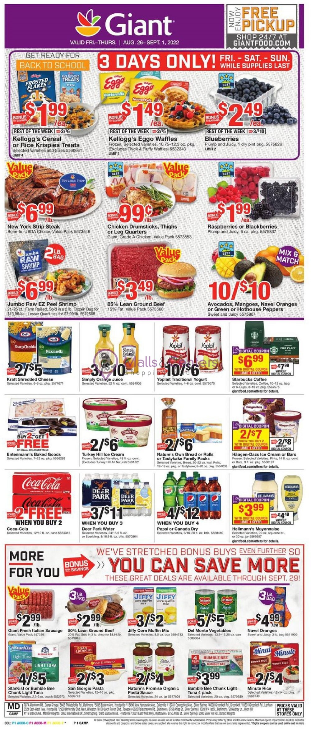 Giant Food Stores Weekly ad valid from 08/26/2022 to 09/01/2022