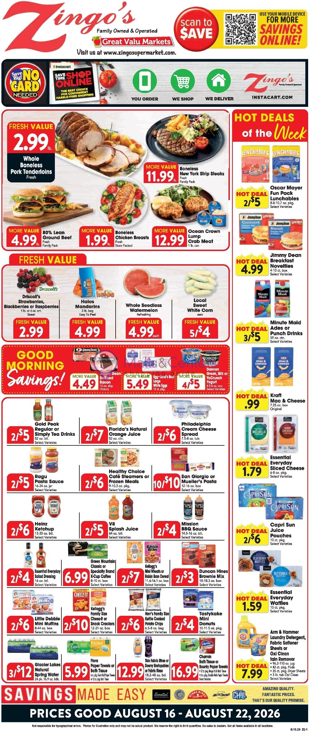Weekly ad for Great Valu Markets valid: 08/16/2026 - 08/22/2026, page 1