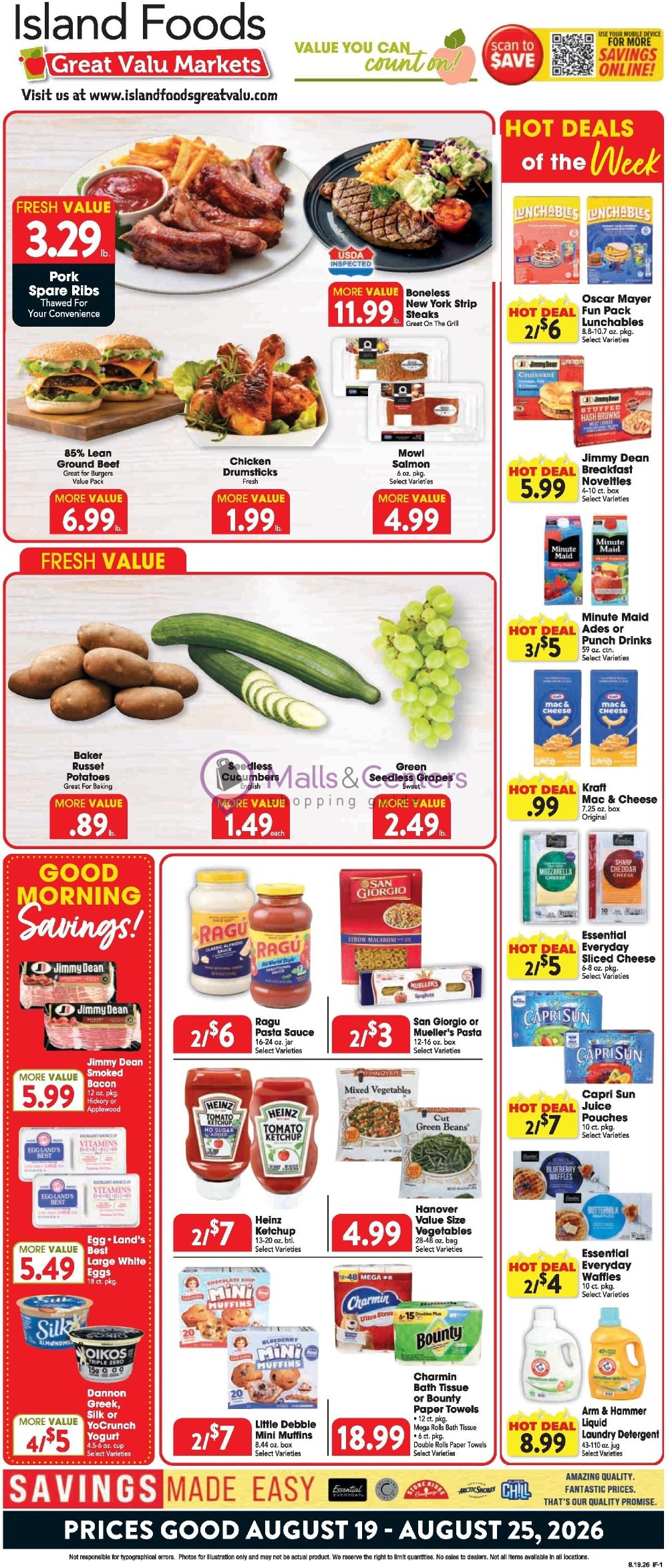 Weekly ad for Great Valu Markets valid: 08/19/2026 - 08/25/2026, page 1