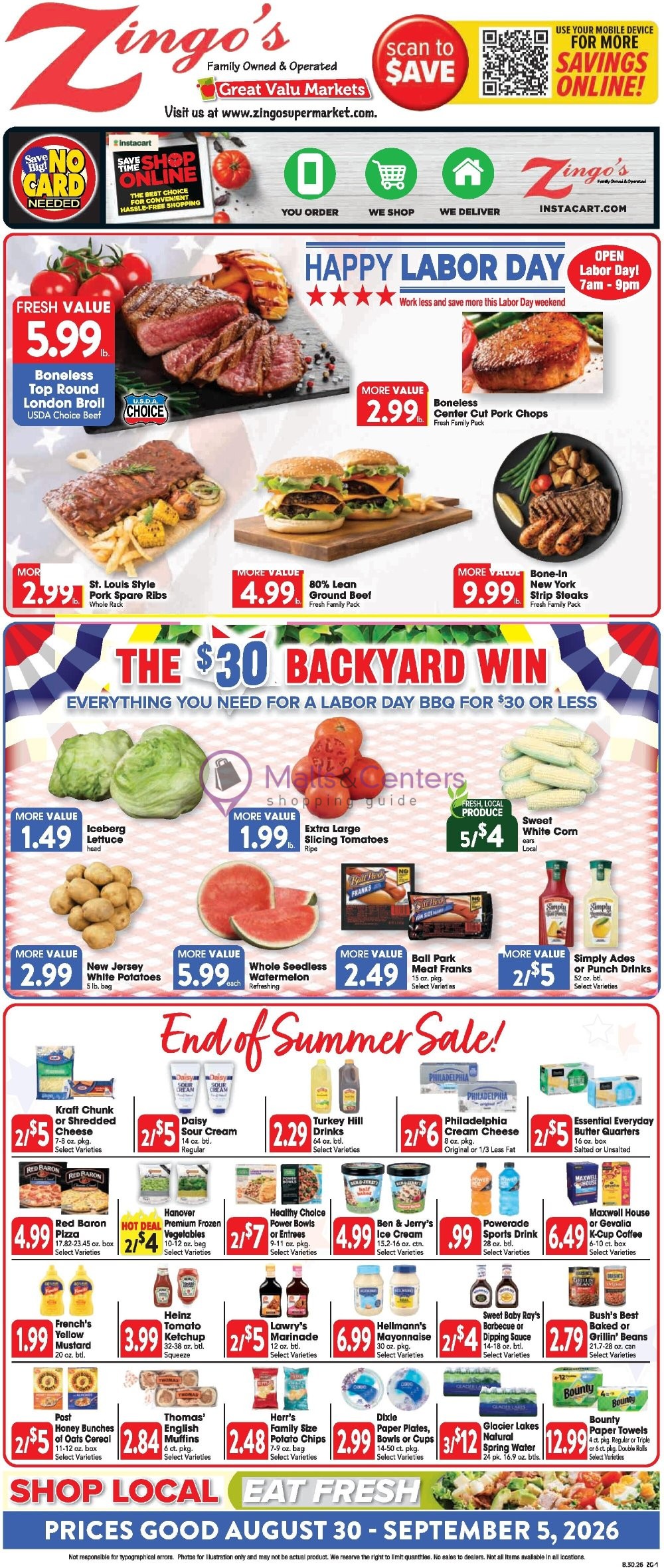 Weekly ad for Great Valu Markets valid: 08/30/2026 - 09/05/2026, page 1