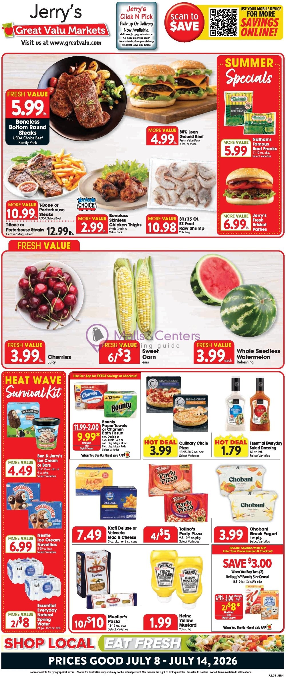 Weekly ad for Great Valu Markets valid: 07/08/2026 - 07/14/2026, page 1