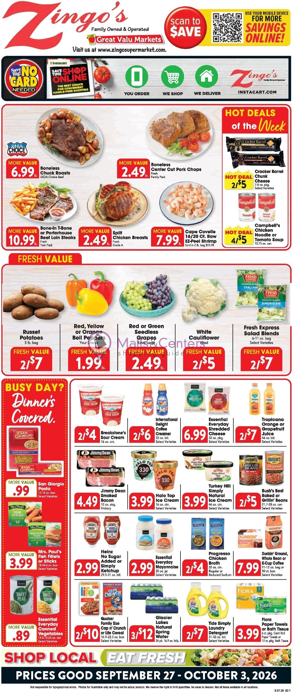 Weekly ad for Great Valu Markets valid: 09/27/2026 - 10/03/2026, page 1