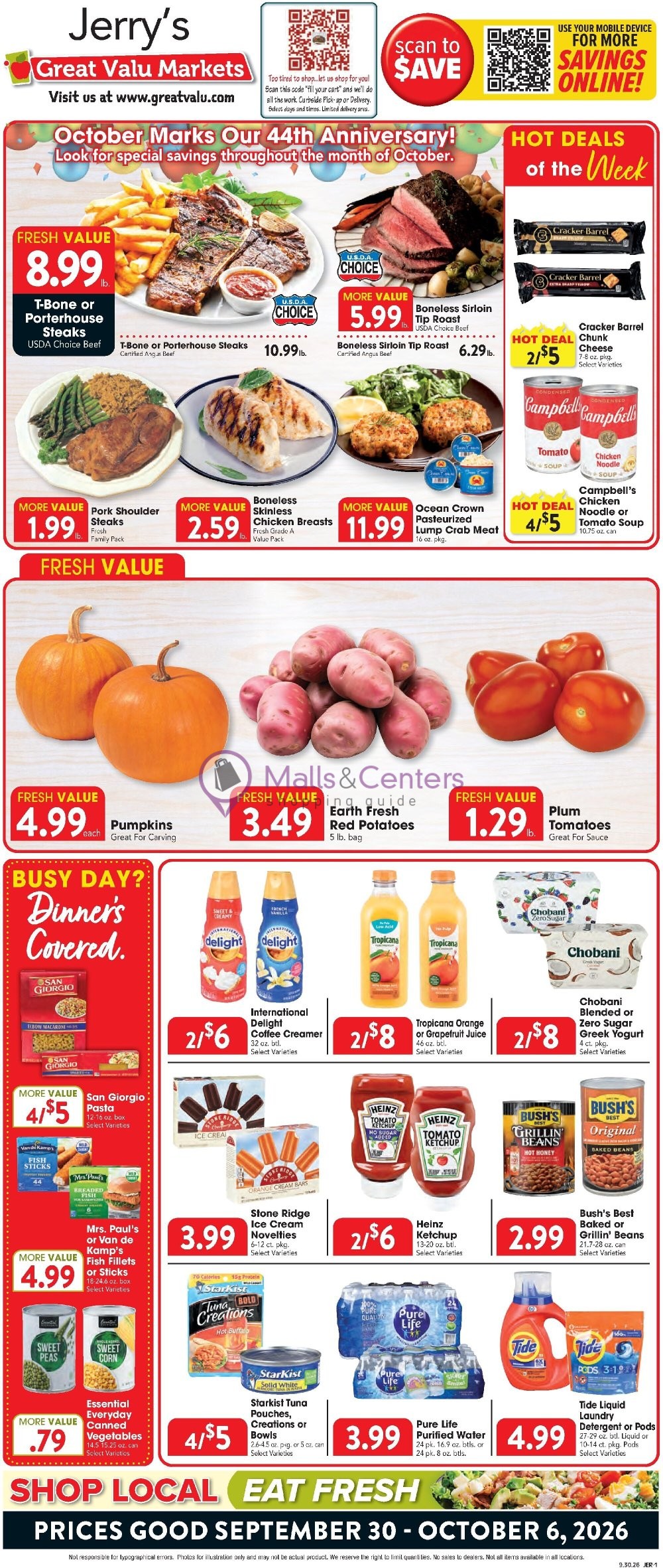 Weekly ad for Great Valu Markets valid: 09/30/2026 - 10/06/2026, page 1