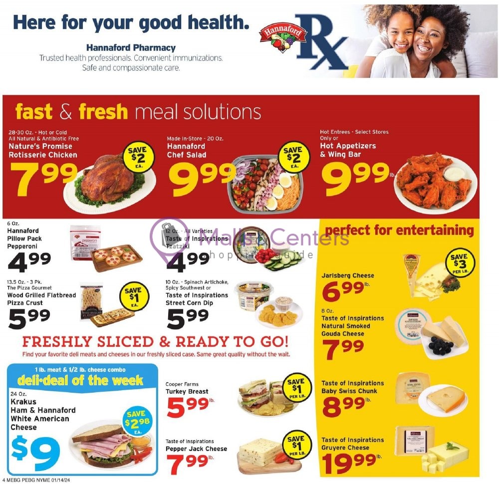 Hannaford Supermarket & Pharmacy Weekly ad valid from 01/14/2024 to 01/20/2024 MallsCenters